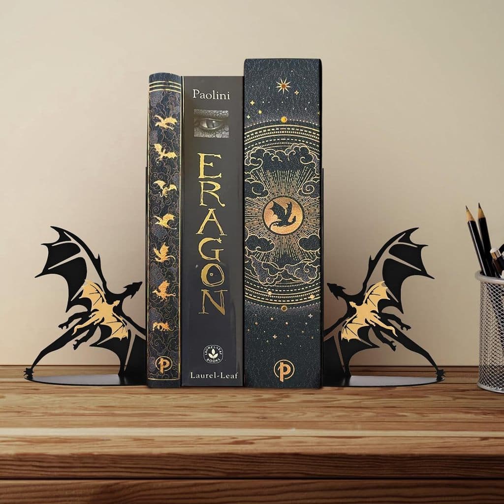 Suportes Para Livros De Metal Em Forma De Dragão De 2 Peças COD-Organizador De Prateleira Resistente Com Design Ornament