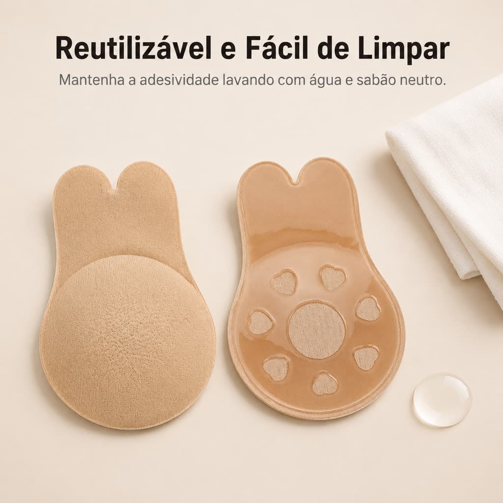 Protetor De Seio Adesivo Orelha De Coelho Lavável E Reutilizável P M G