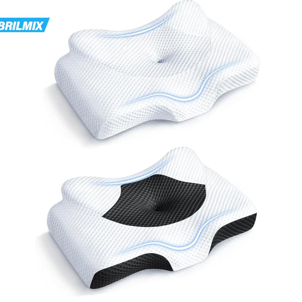 Travesseiro Ergonômico de Espuma Viscoelástica, Travesseiro Ortopédico para Alívio de Dor no Pescoço, Sono Confortável