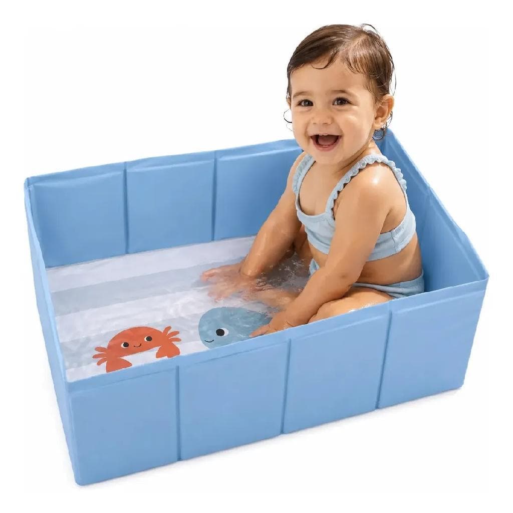Banheira Portátil Bebê Dobrável Buba Splash Azul Compacta
