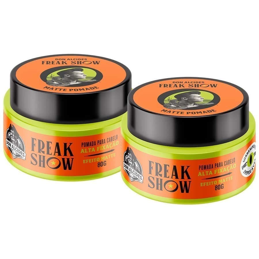 Kit 2 Pomada Modeladora Cabelo Matte Freak Show Don Alcides 80g Efeito Seco Alta Fixação