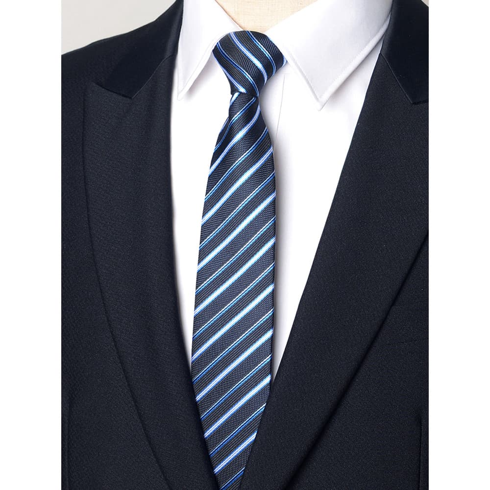 Gravata Tonghe gravata sem gravata, masculina, feminina, preguiçosa, preta, azul, listrada, zíper, versão coreana, estre