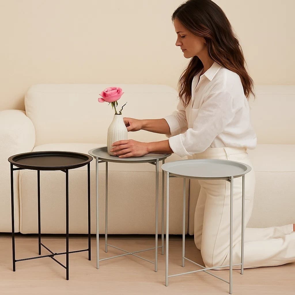 Mesa Redonda Suporte Prateleira Decoração Sala Jarro Planta Quadro Moveis Enfeite Casa Quarto