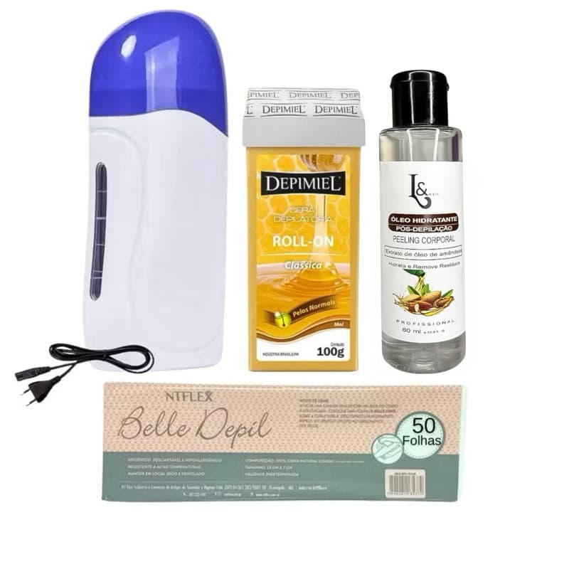 Cera Quente 100g + Aquecedor Rollon +óleo Removedor + 50 Papel  Nº17