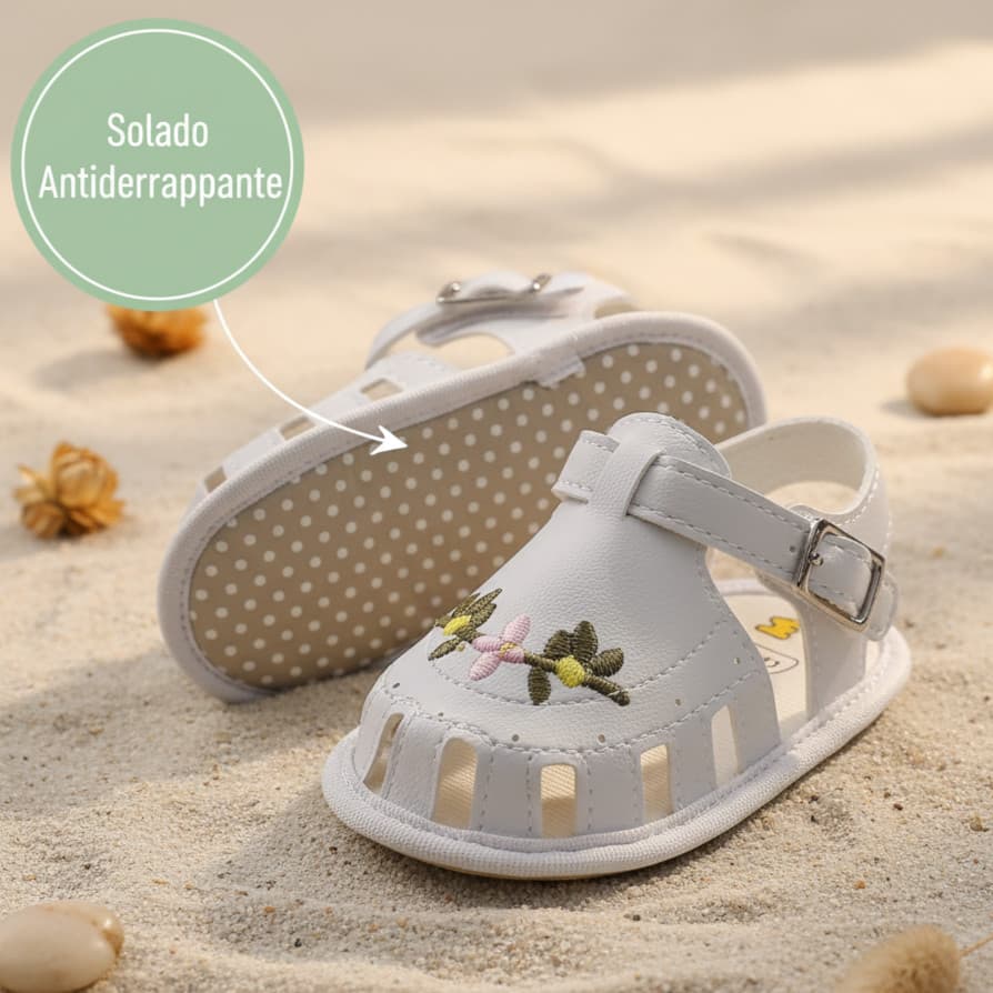 Sandalinha de Bebê Meninas Sapatos de Verão Antiderrapante Outdoor para Primeiros Passos Papetinha