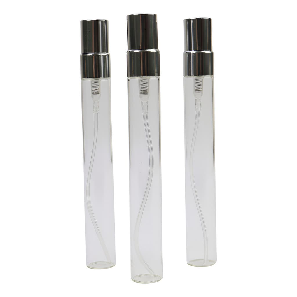 Kit 50 Frascos Vidro Prata Decant Borrifador Spray 10ml