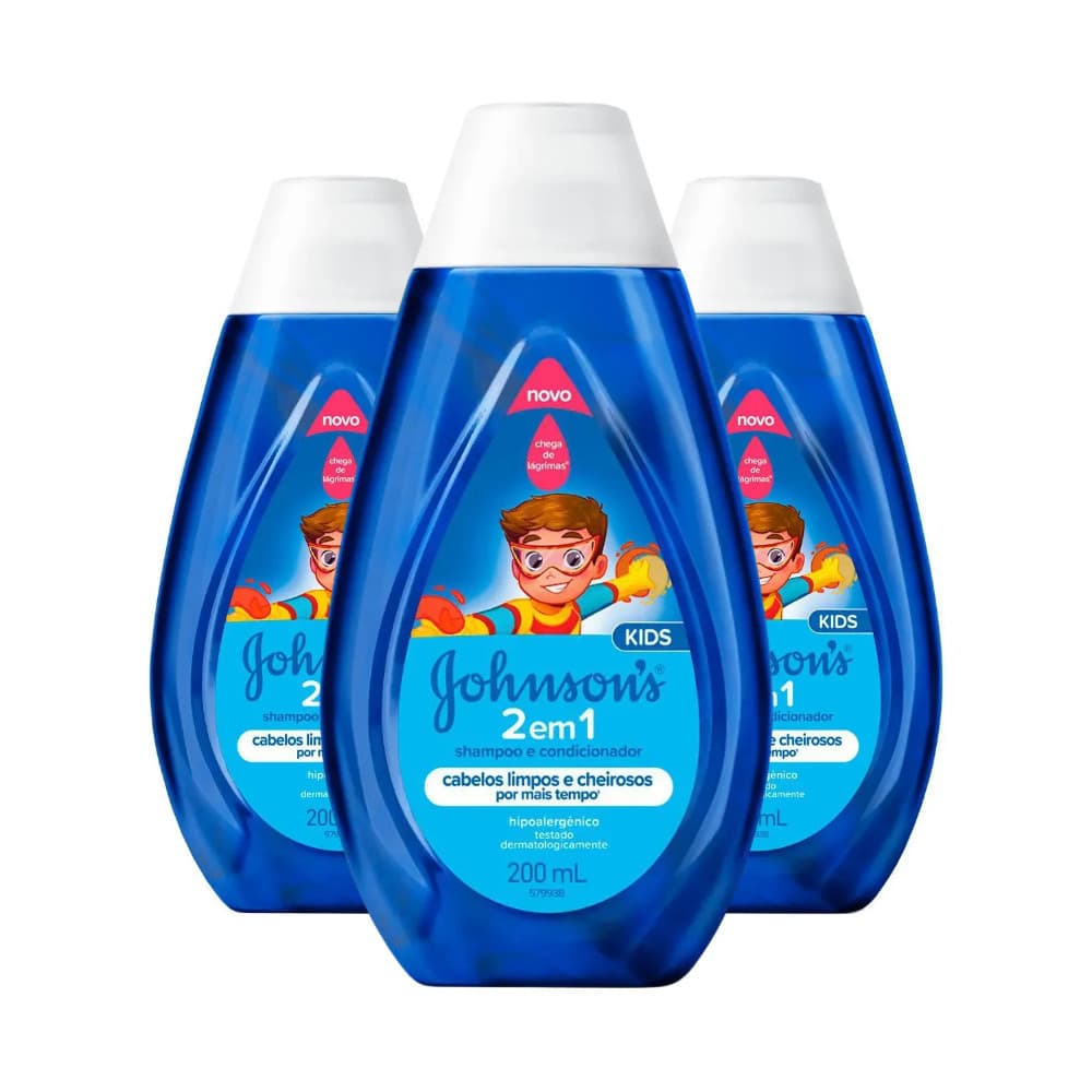 Shampoo e Condicionador Johnson's Kids 2 em 1 200ml | Cabelos Macios e Cheirosos | Hipoalergênico
