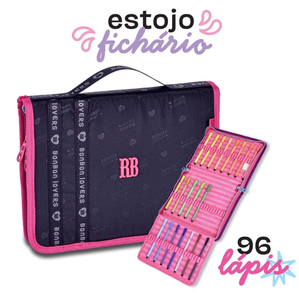Estojo Grande Fichário Rebecca Bonbon 96 lapis Estojo Escolar