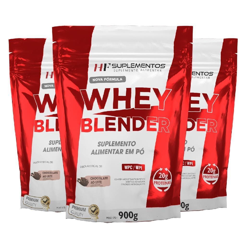 3X WHEY BLENDER CONCENTRADO CHOCOLATE 900G HF SUPLEMENTOS