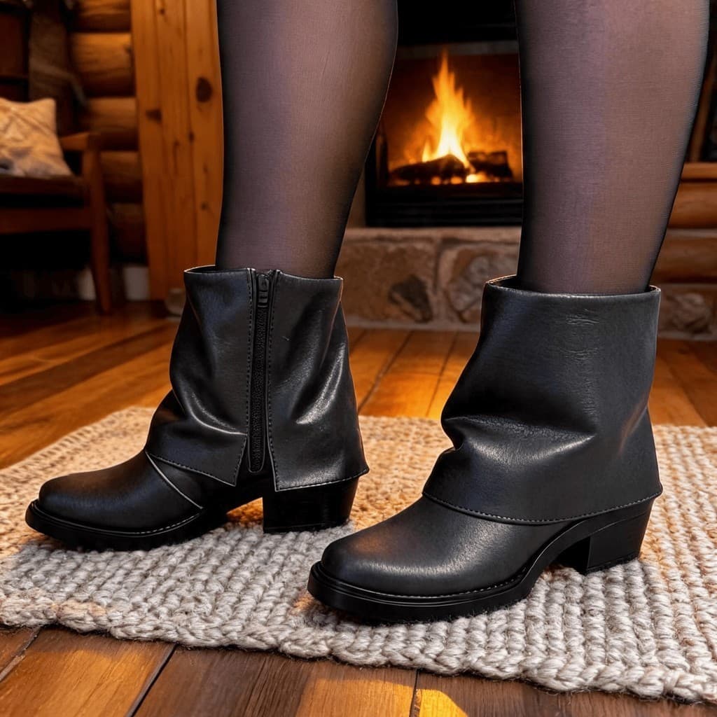 Bota Feminina Capa Napa Salto 6cm Médio Estilo Boiadeira Conforto Estilo Country Personalidade OFERTA