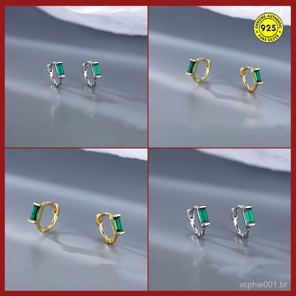 Brincos Femininos Em Prata S925 Verde