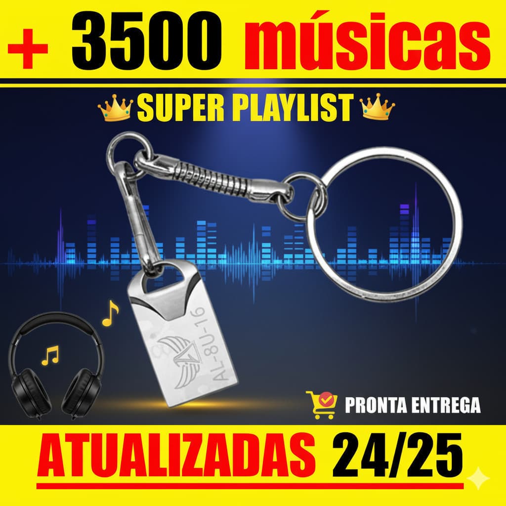 Usb 8gb Atualizado Com  3.500 Musicas - - ENVIO 24 HRS - TESTADO ANTES DO ENVIO