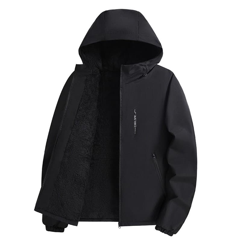 Forro de lã engrossado outono inverno jaqueta masculina Casual All-Match jaqueta com capuz à prova de vento à prova dwin