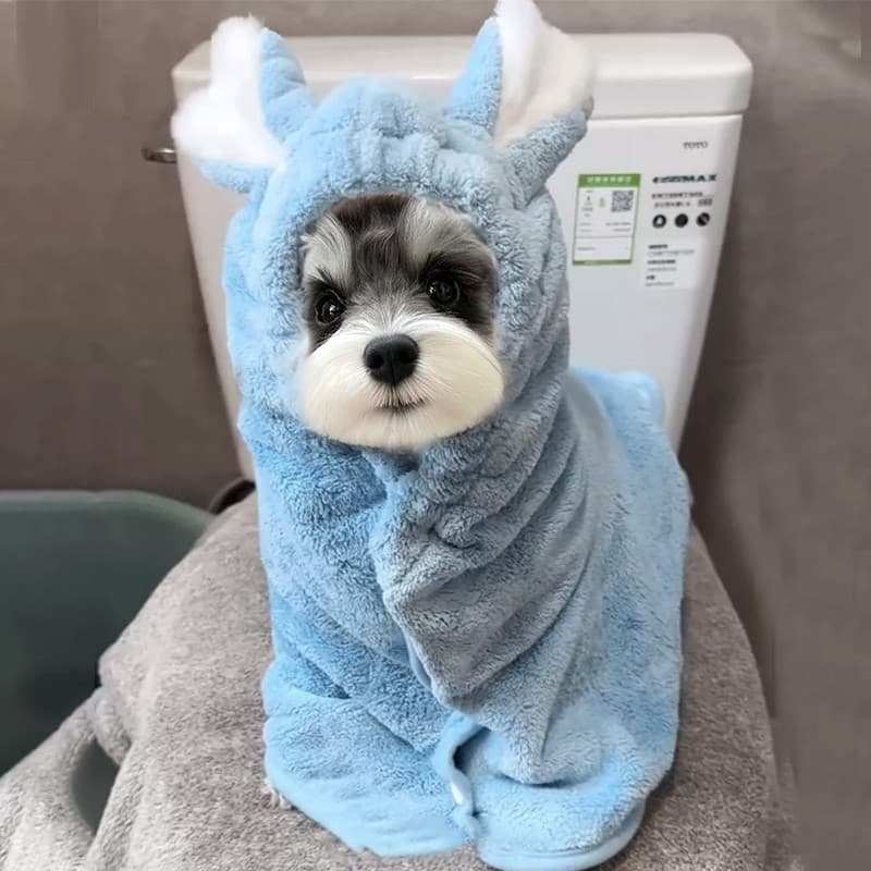Schnauzer especial filhote de cachorro toalha de banho envolto toalha absorvente de secagem rápida roupão com capuz roup