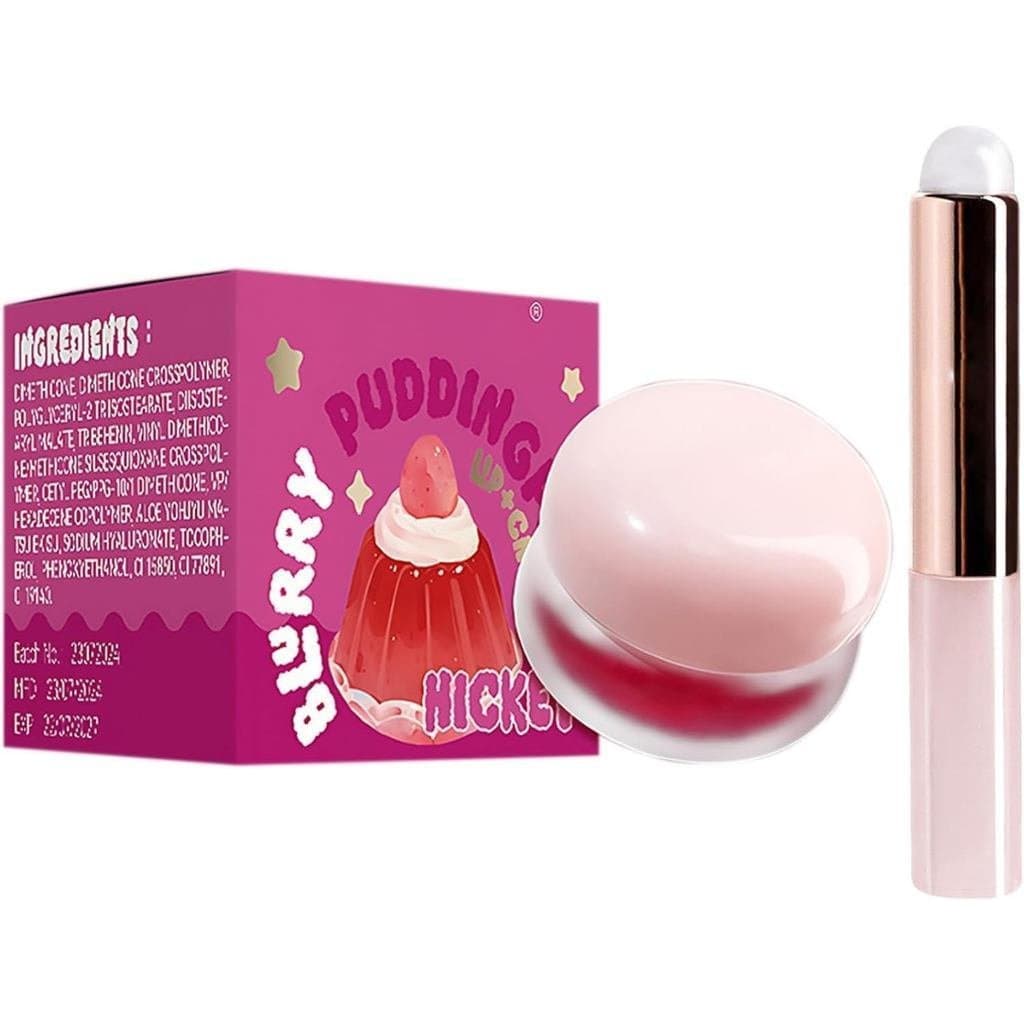 Recipiente para brilho labial, recipiente de dupla função para brilho labial e para as bochechas com pincel de silicone,