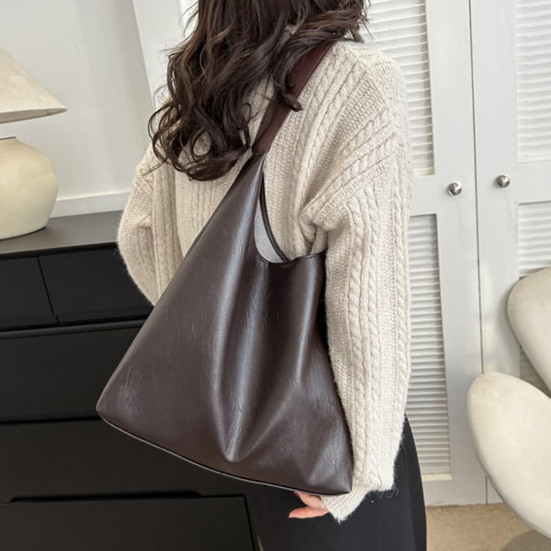 Grande Capacidade Bolsa De Ombro Feminina Tecido Hobo Saco Suave E Macio Sentir Couro Moda Tecelagem Popular Commuter