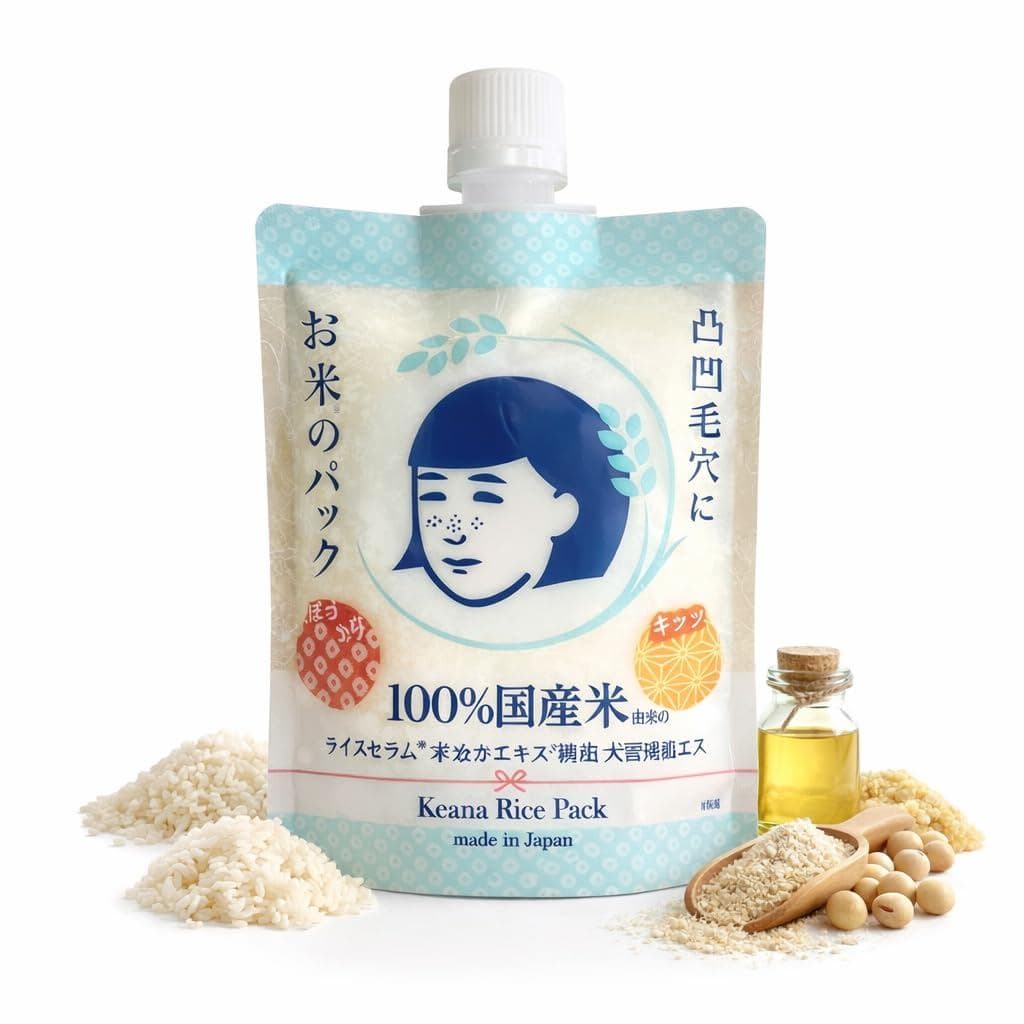 Máscara Facial de Arroz Japonês Keana – Máscara Hidratante para Cuidado dos Poros com Extrato de Arroz |   Máscara Facia