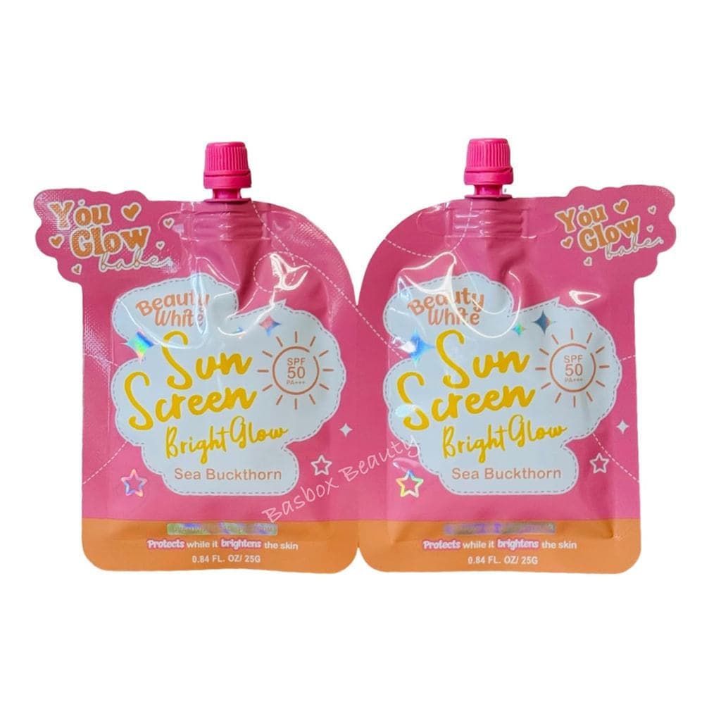 YouGlowBabeBeauty Protetor Solar Branco BrightGlow com Extrato de Sea Buckthorn 50PA+++ (Pacote Duplo 25g)