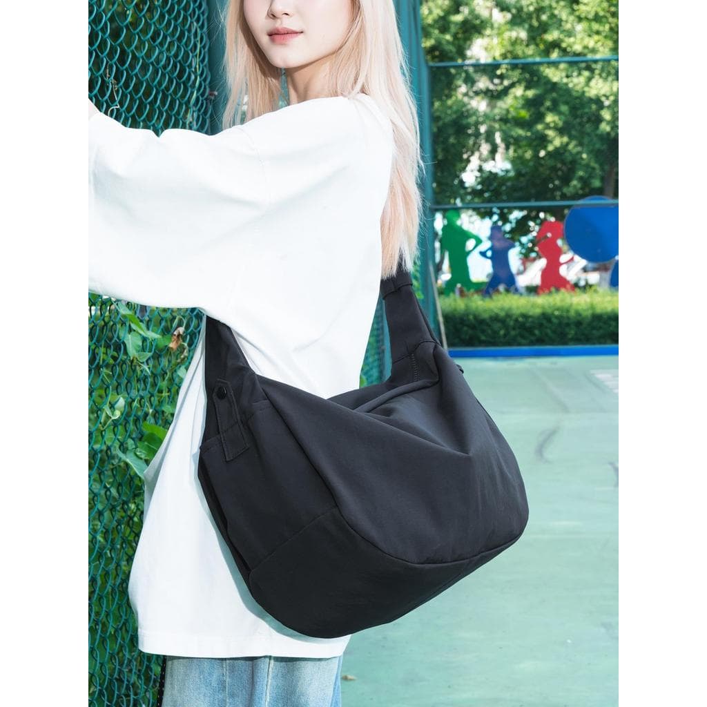 Bolsa mensageiro masculina, roupa de rua, grande capacidade, sensação solta, estilo preguiçoso, bolsa de ombro feminina,