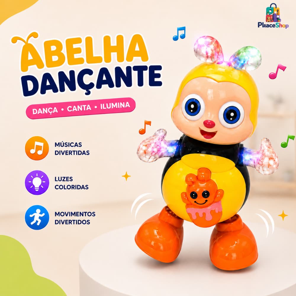 Brinquedo Abelha Feliz Abelinha Dançante Com Luzes Sons Movimentos