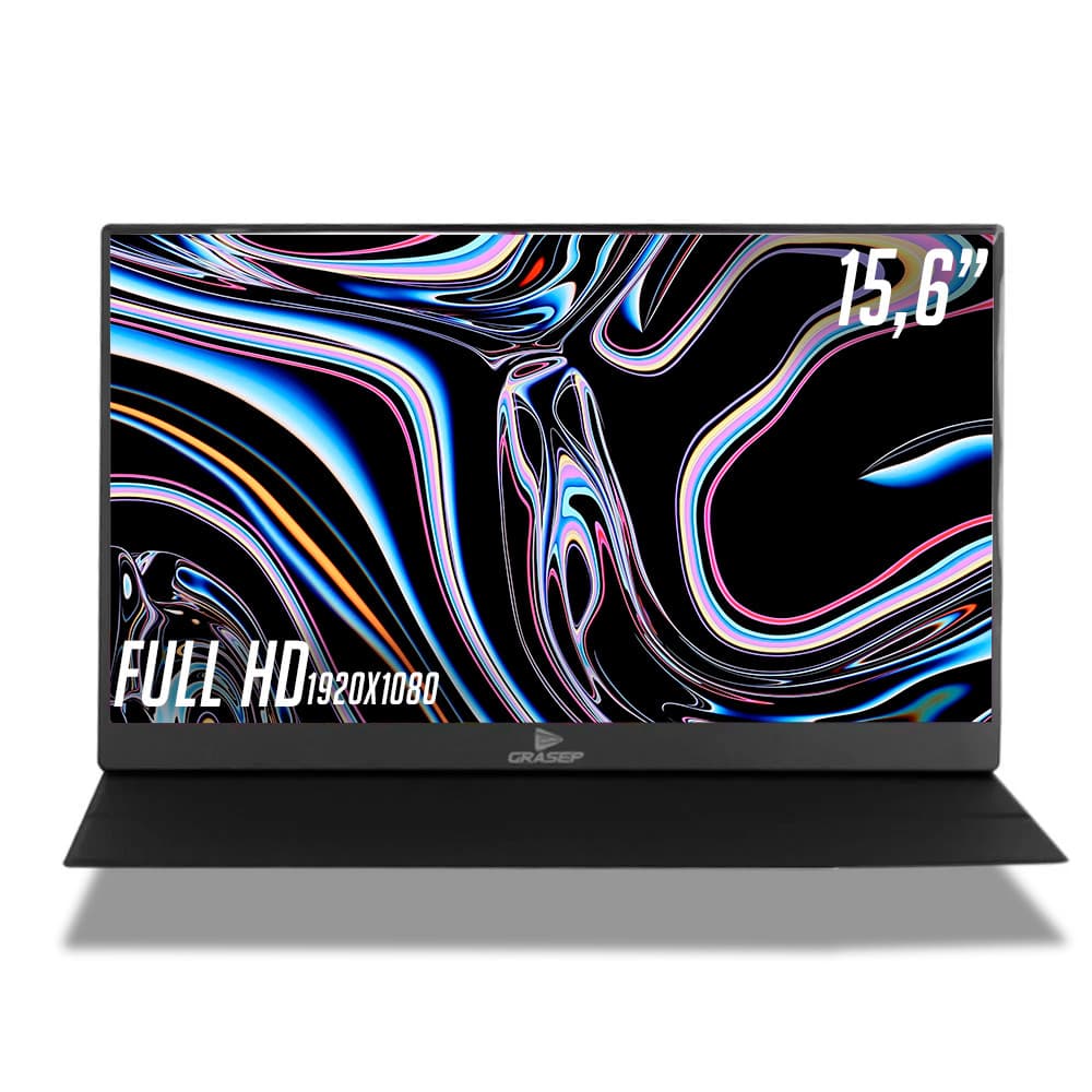 Monitor Portátil Ultra Slim Fino IPS 15.6 Polegadas 1080p Full Hd Áudio Estéreo Peso Leve