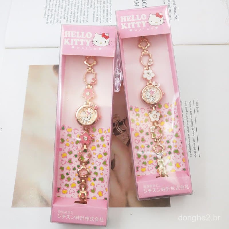 Novo Relógio Infantil de Metal com Pulseira de Strass e Desenho Animado K907