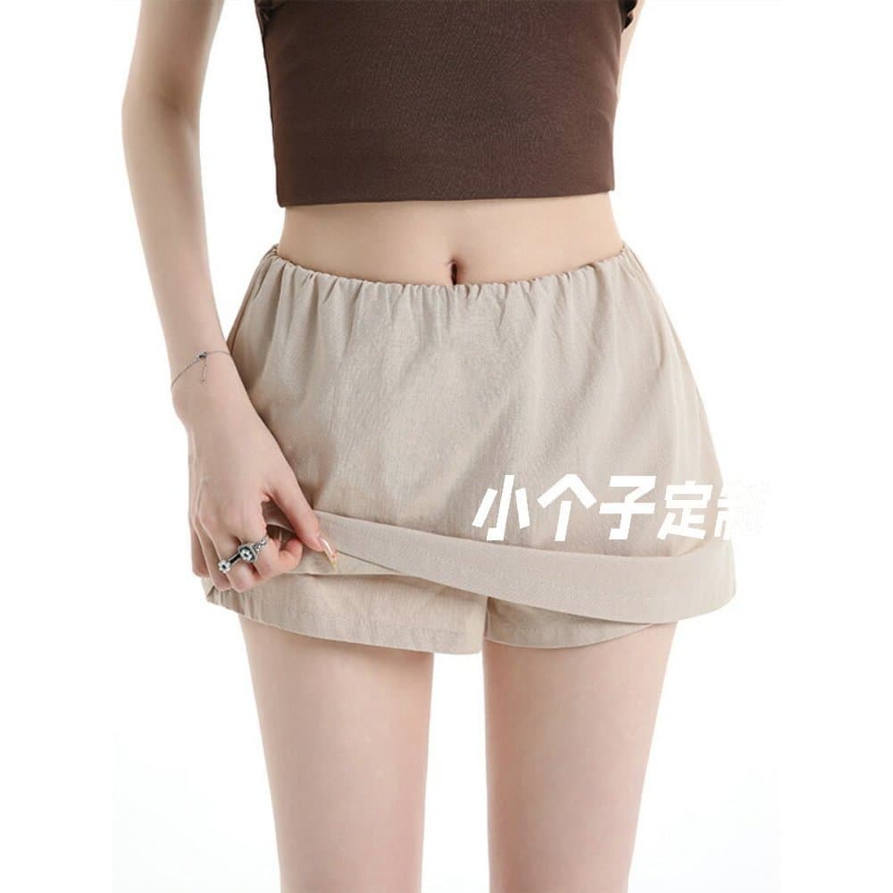 Puro desejo quente menina saia de cintura baixa pequeno verão Casual feminino All-Match linho A linha Anti-exposição Hip