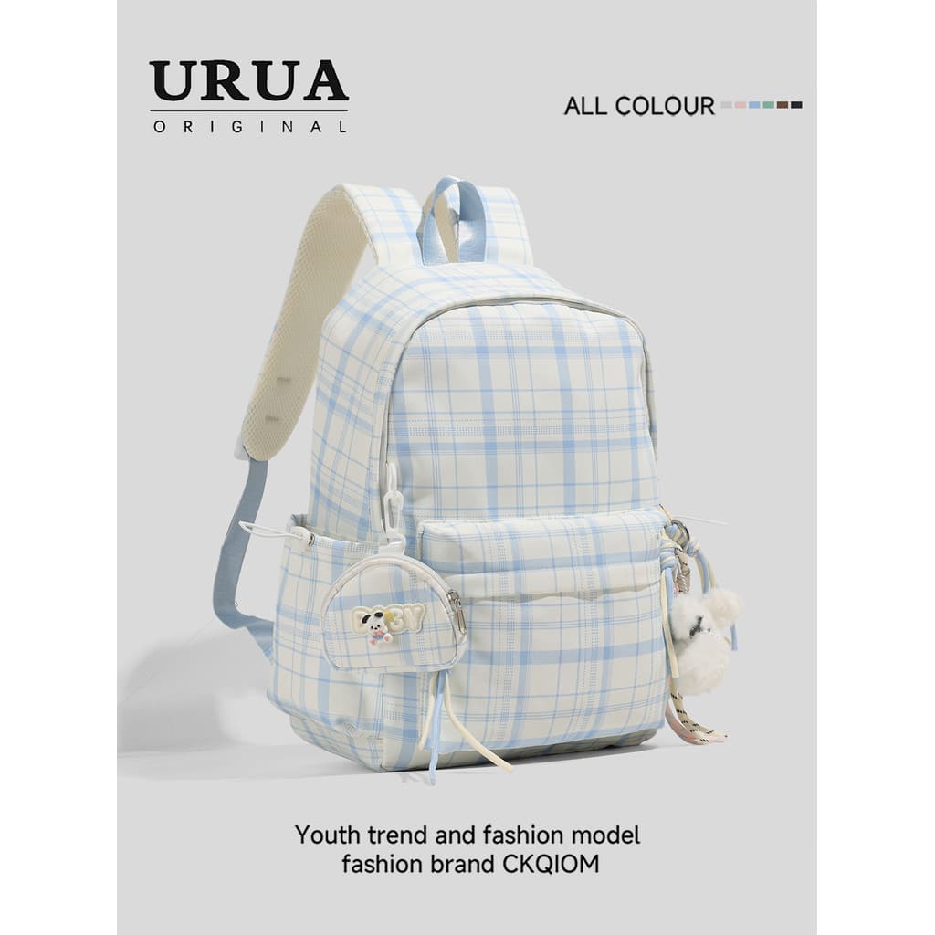 Estilo coreano ins estilo mochila júnior meninas do ensino médio pequeno fresco xadrez mochila estudantes do ensino médi