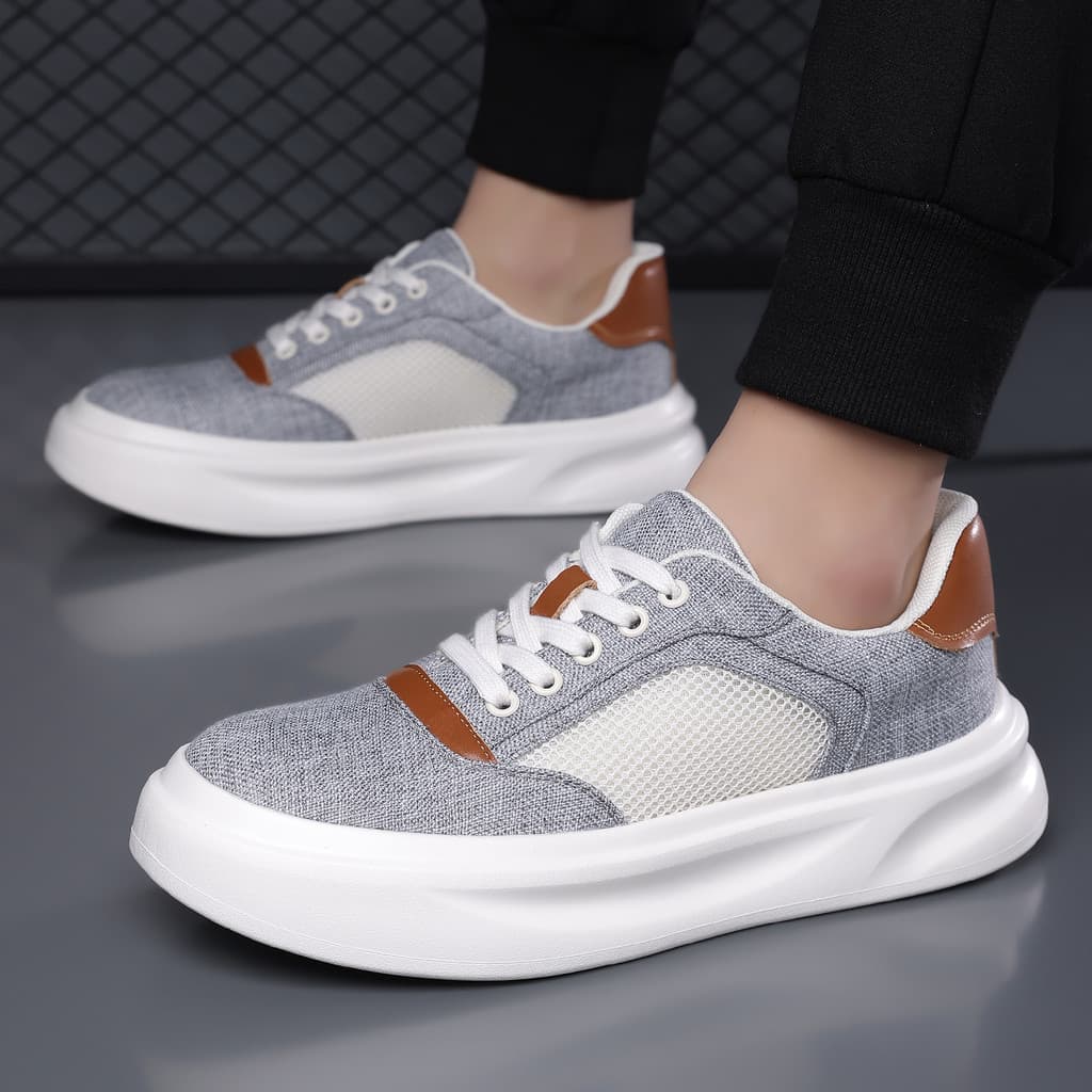 Novo estilo 2026 cores combinando sapatos de lona masculino respirável sola grossa confortável All-Match sapatos da moda