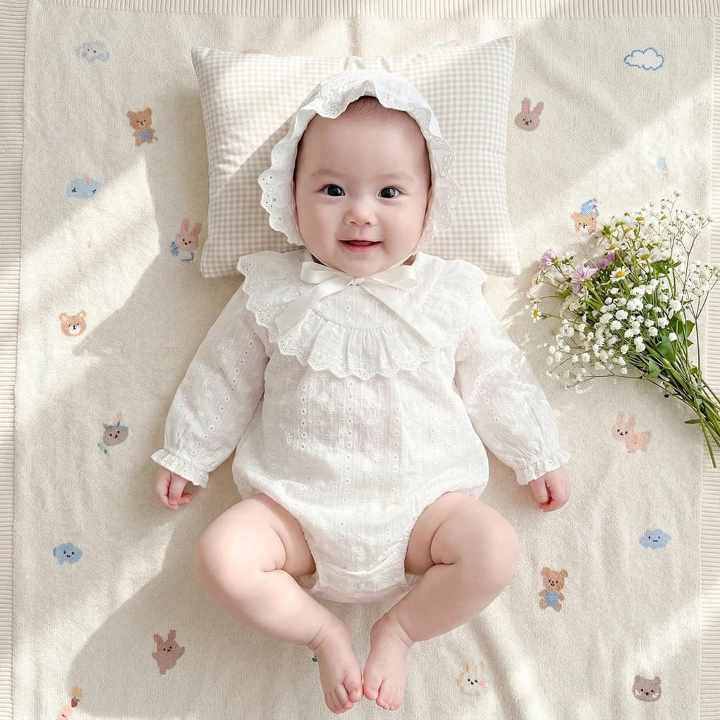 Puro branco bebê outono roupas recém-nascidos bonito lolita bebê menina macacão primavera outono macacão macacão