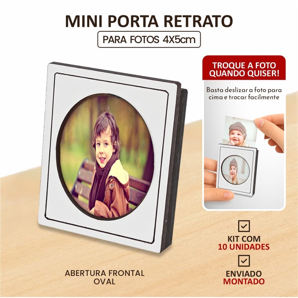 10 Mini Porta Retrato Oval Para Foto 4x5