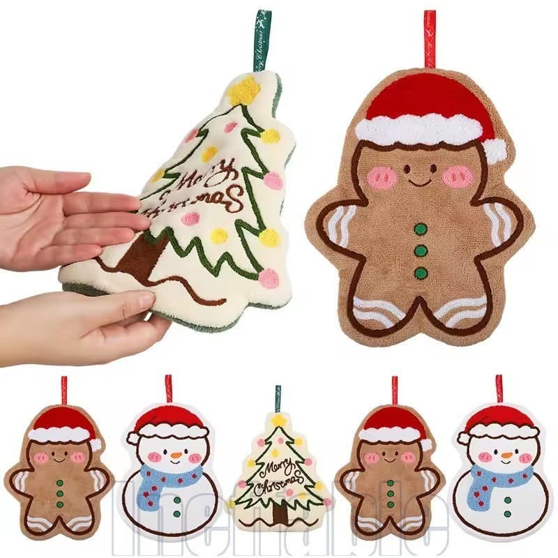 1/2/3 Unidades Toalha De Mão De Lã Coral De Natal-Em Formato De Sino De Papai Noel De Desenho Animado-Para Bonecas Lenço