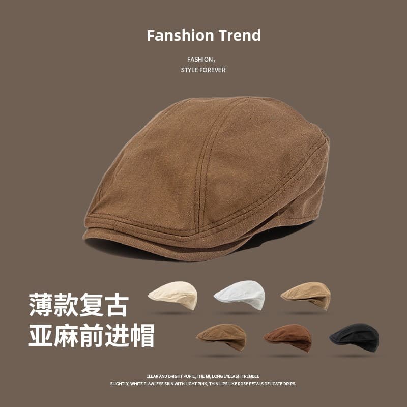 boné bone feminino Retro frente chapéu masculino feminino linho japonês pico boné primavera verão respirável boina lite