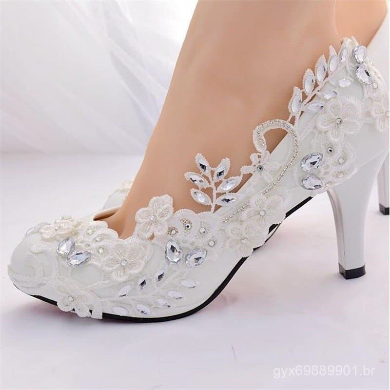 Novidade 2026: Sapatos de Salto Alto Brancos para Noivas, Elegantes e Luxuosos, Sandálias Femininas O7EQ