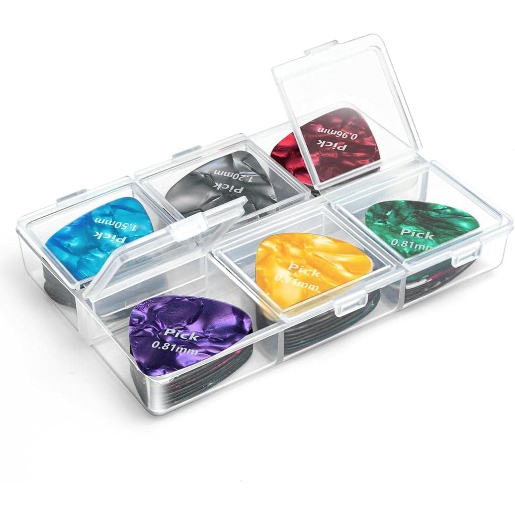 tutata Porta-Palhetas de Guitarra, Estojo para Palhetas de Guitarra, Organizador de Armazenamento com 6 Compartimentos,