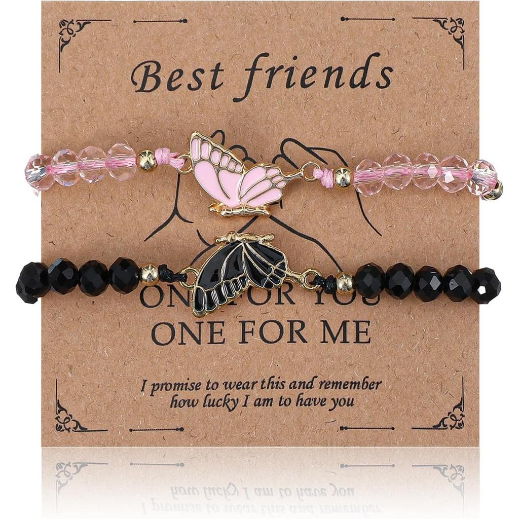 Nogeqi 2 Peças de Pulseiras de Amigo, Pulseiras de Casal Combinando, Pulseiras de Borboleta BFF, Ajustá