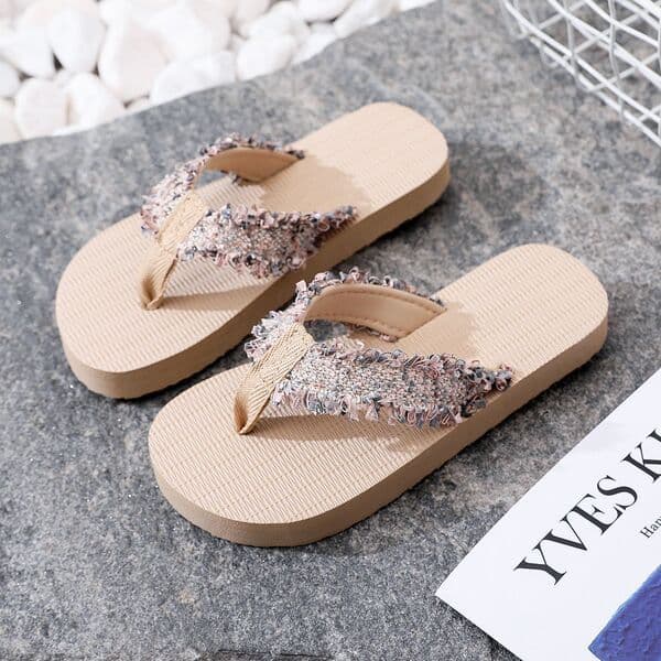 | slippers | ♣Verão novo estilo crianças flip-flops meninas estilo étnico sapatos de praia flip-flops sandálias feminina