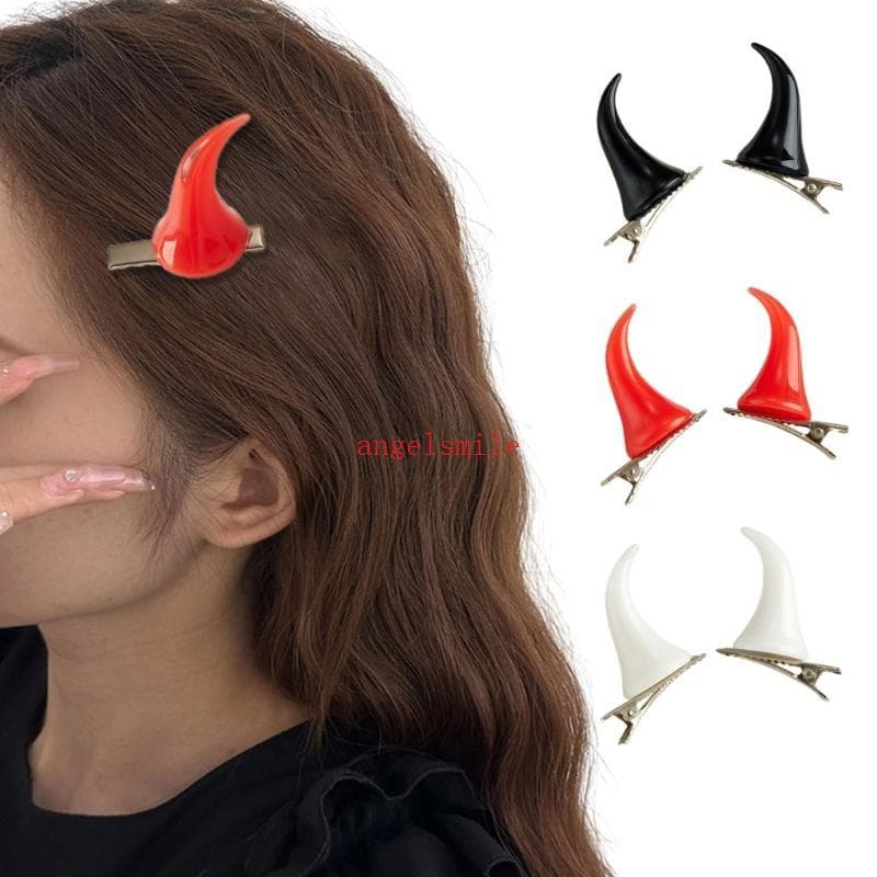 Melhor 2 Pçs Quente Menina Touro Chifre Grampo Cabelo Tranças Halloween Grampos