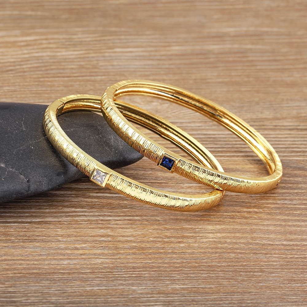Moda Banhado A Ouro Quadrado Zircão Pulseira Feminina Festa De Casamento Jóias