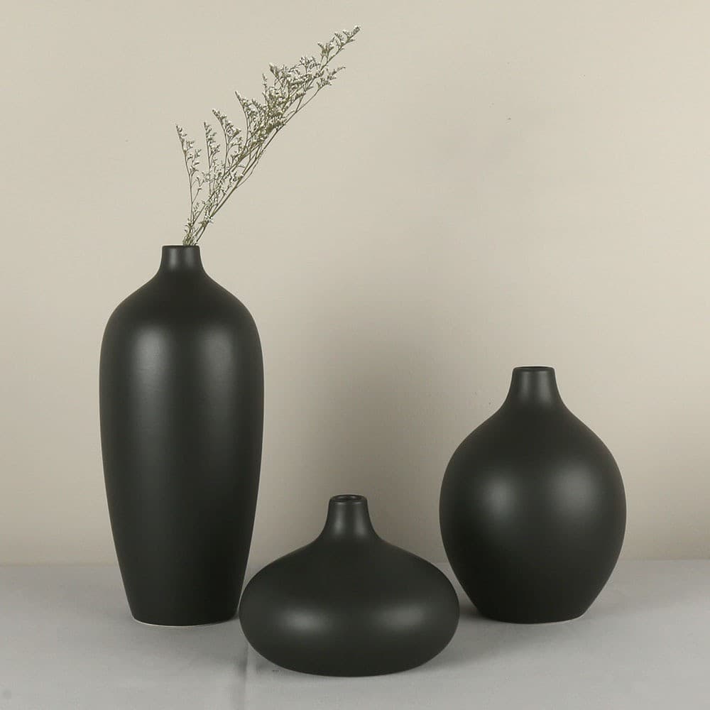 Fosco preto branco chinês simples moderno vaso de cerâmica ornamentos de cerâmica ornamentos de cerâmica
