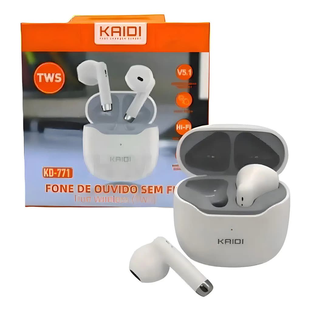 Fone de Ouvido Kaidi KD-771 Bluetooth 5.4 Sem Fio TWS Smart Touch
