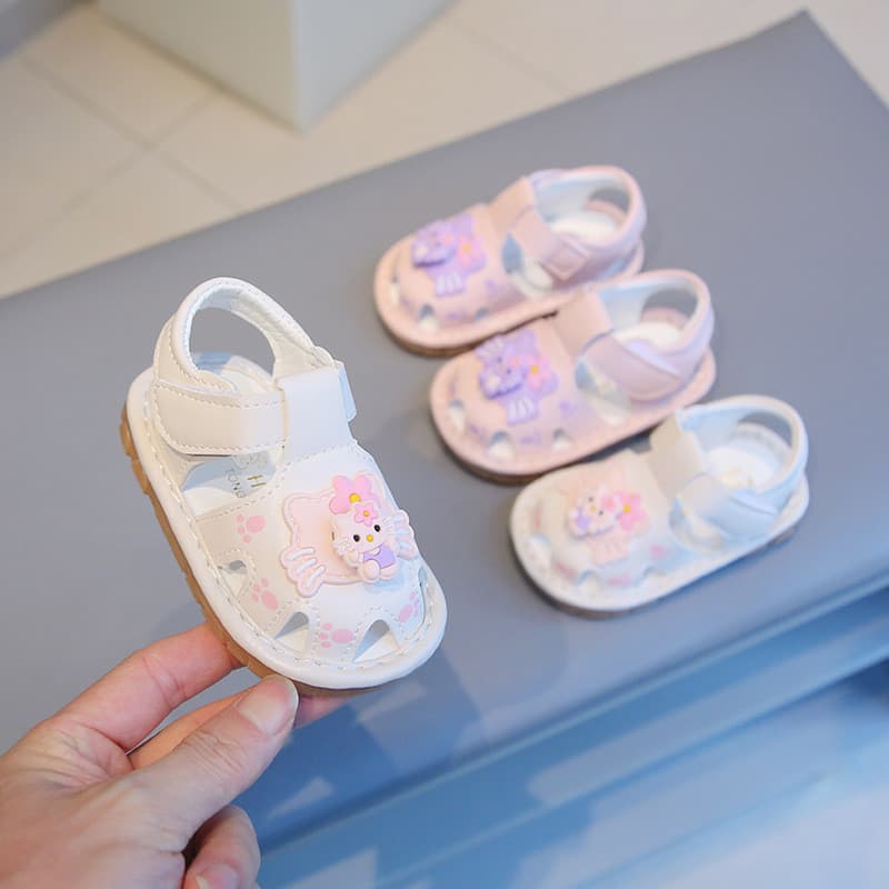 Verão bebê criança sapatos sapatos de bebê chamando sapatos crianças sapatos femininos sandálias Baotou com som 0-2 anos
