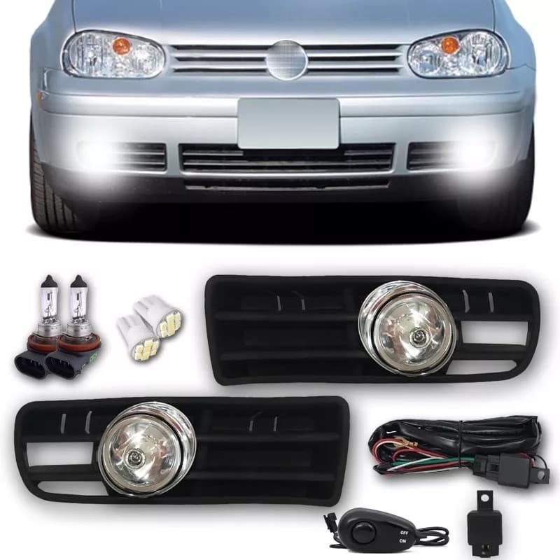 Kit Farol Milha Golf 99 A 2005 2006 Sapão Farol Neblina Auxiliar Com Lampadas