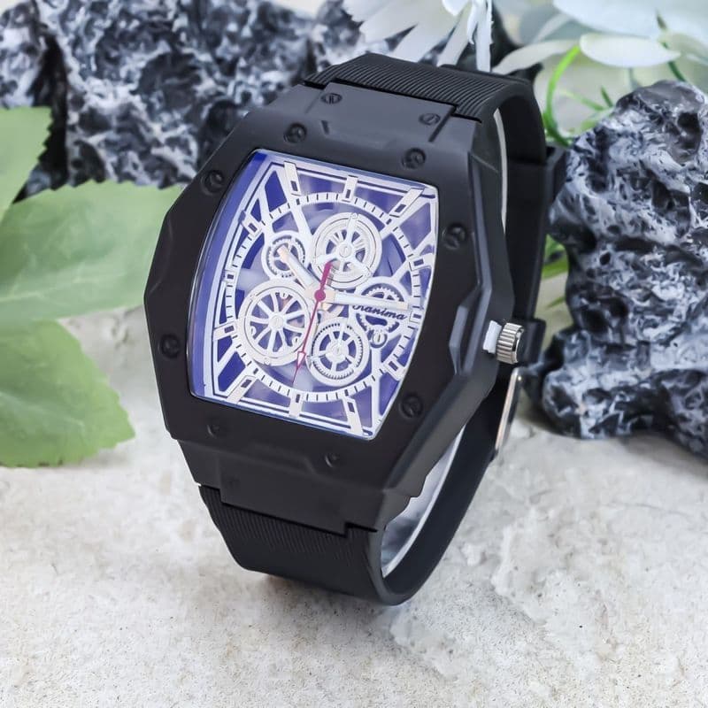 Relógio masculino em forma de barril com mostrador grande oco high-end luz masculina luxo All-Match na moda