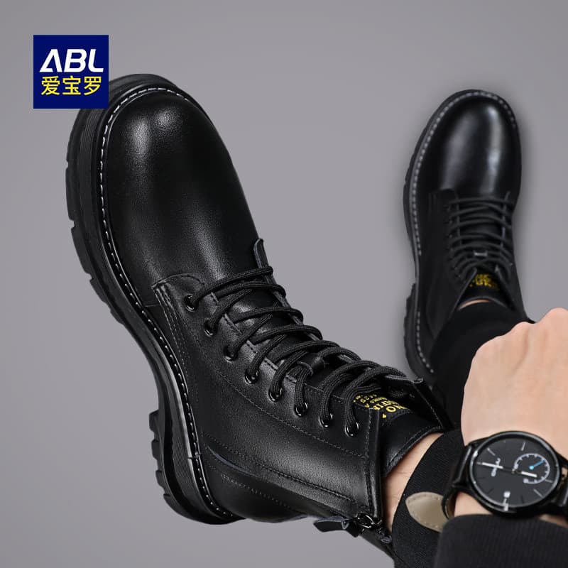 Aiboro botas Martin de couro genuíno masculinas 2025 novo estilo primavera outono botas de cano alto couro britânico mac