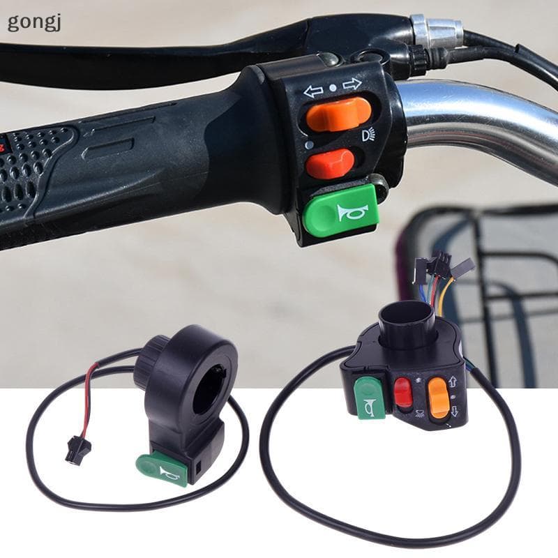 [gongj] 3 Em 1 Bicicleta Elétrica Scooter Motocicleta Lidar Com Interruptor De Plástico Farol Chifre Botão Sinal Volta E