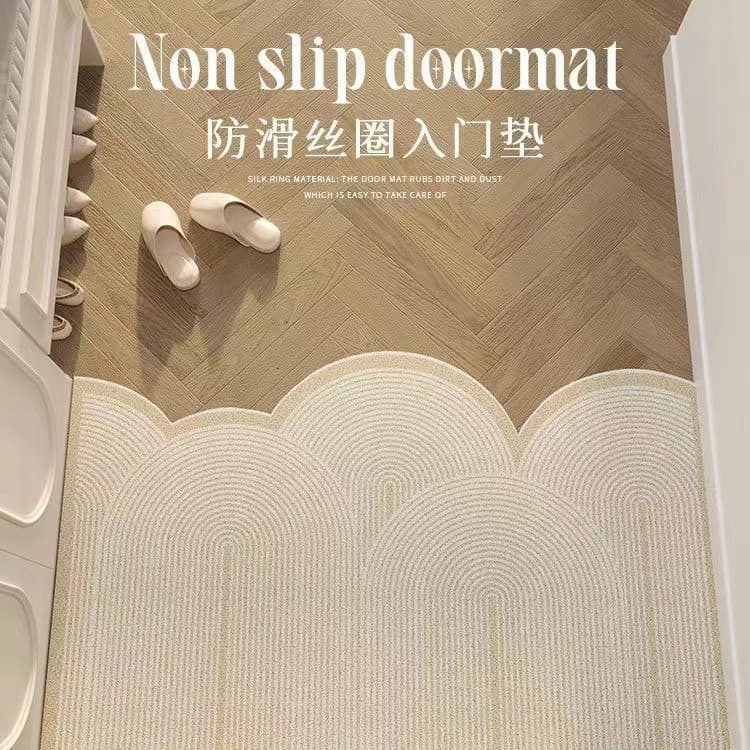 Tapete de chão doméstico estilo japonês PVC Cutable círculo de seda tapete porta resistente à sujeira zero lama esfregan