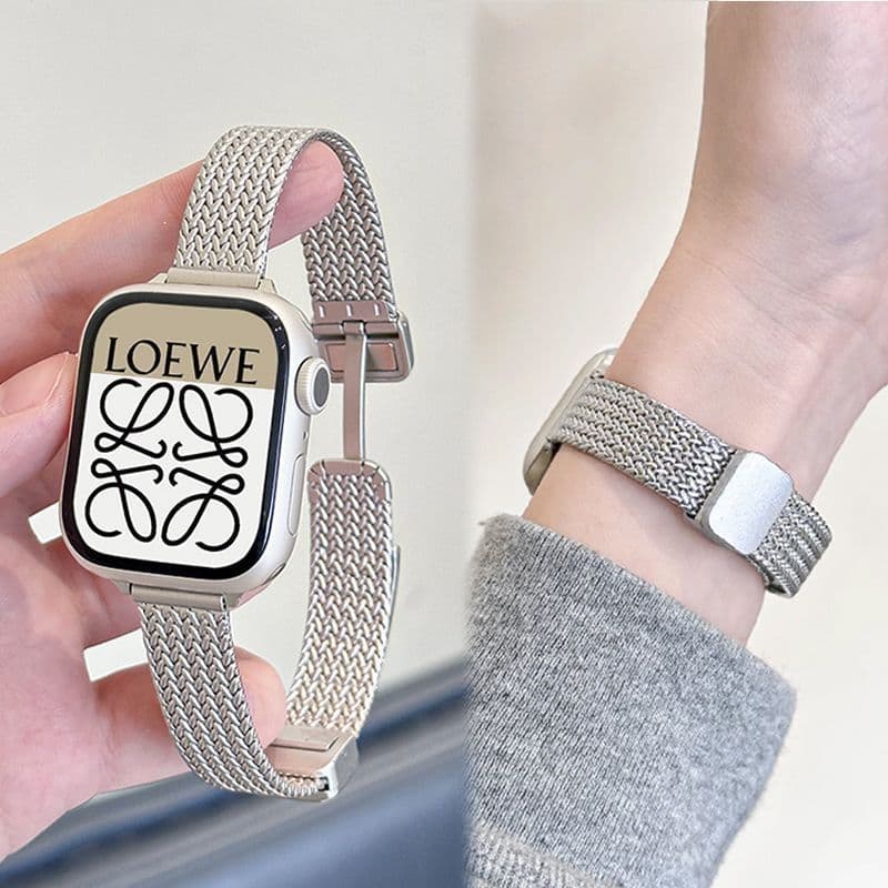 Compatível com pulseira de relógio Apple iWatch SE10 Ultra 98765432 com estilo fino de metal magnético e detalhe de espi