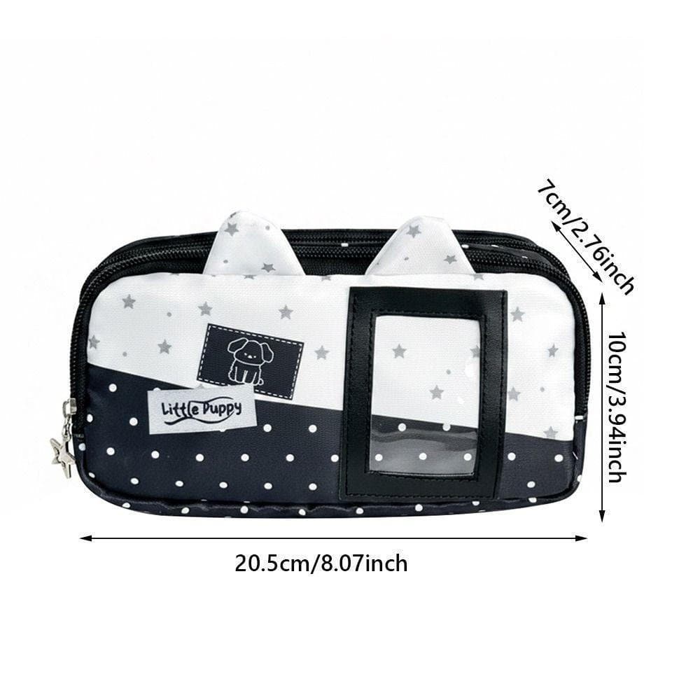 Estojo de lápis em formato de gato de grande capacidade com janela para fotos, bolsa de armazenamento portátil D GQHE