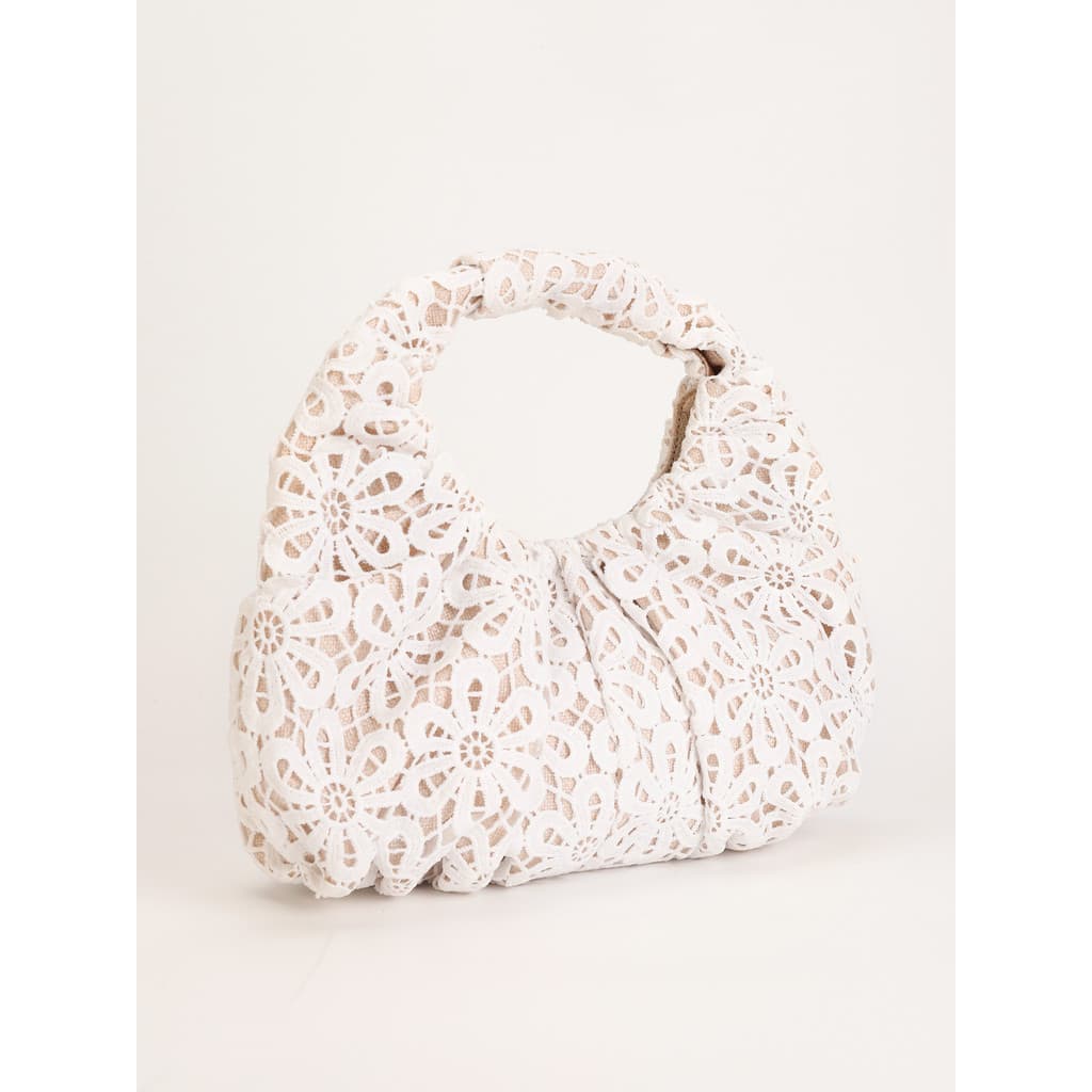 [Novo produto] Bolsa de renda processada flor oca bolsa Fashion branca presente de dia das mães [venda quente]
